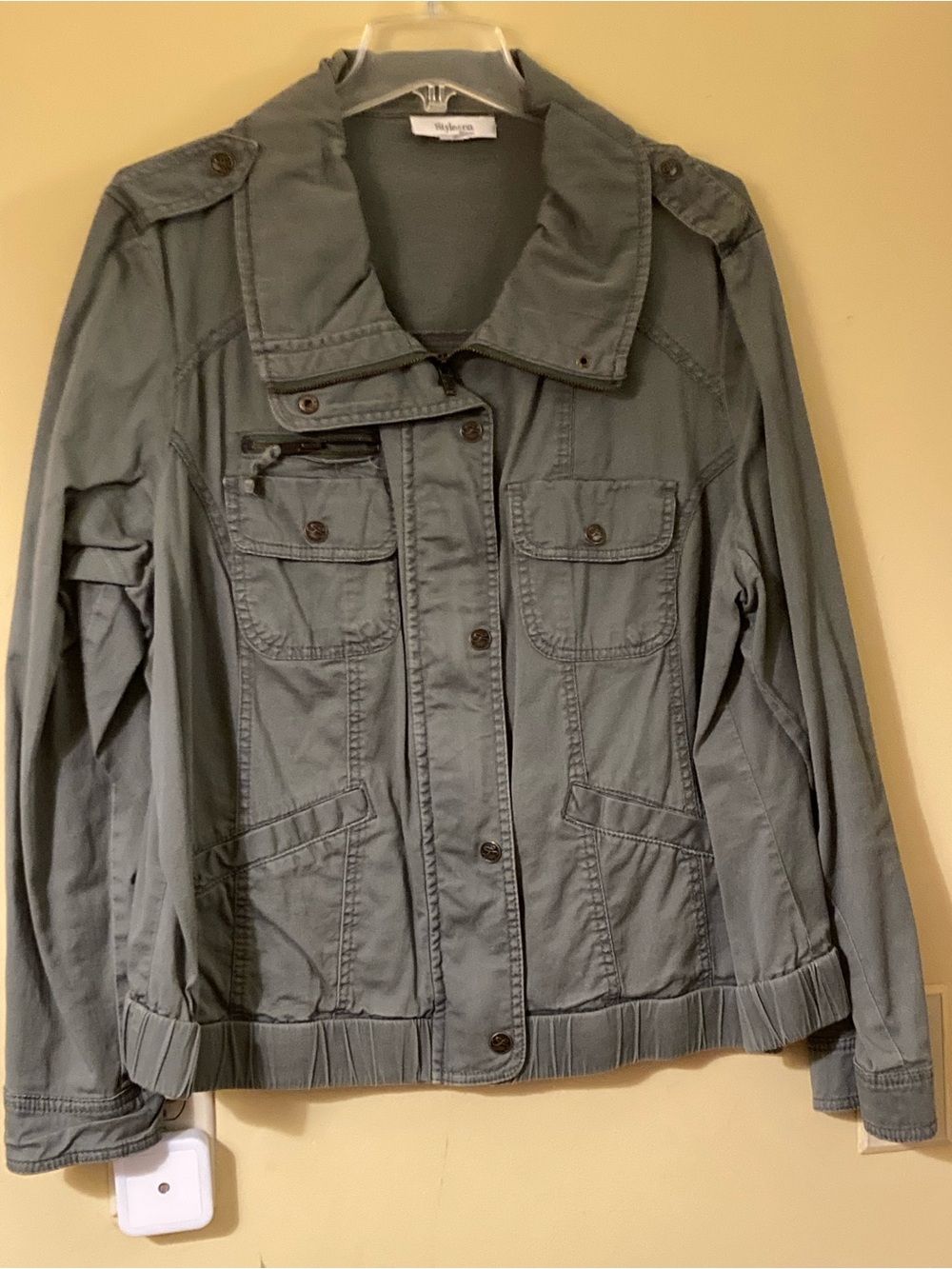 Style & Co. Olive Green Utility Bomber Jacket